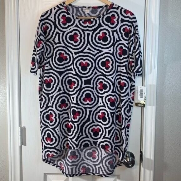 LuLaRoe Disney Minnie Mouse Irma Oversized Pullover Short Sleeve Shirt size XXS - Picture 2 of 6